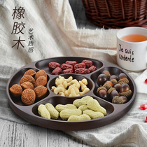 Solid Wood fruit plate candy box home living room melon seeds snack storage box creative tray
