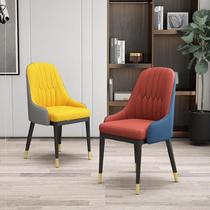 Household backrest dining chair European dining table and chair reception chair orange fabric economy Contrast comfortable chair simple