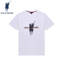 Polo Sport mens short - sleeved t - shirt summer new round - collar alphabet casual tops with pure cotton