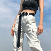 hiphop Cobra Belt Metal Safety Buckle Tactical Canvas Belt Super Long Streamer Cool Street Dancing Tide