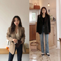 2021 autumn new chic casual small blazer womens mid-length Korean loose thin all-match suit trend