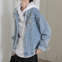 Korean Version Loose Denim Jacket Woman 2022 Fall New 100 Hitch Spring Autumn Slim LIGHT BLUE DENIM BLOUSES