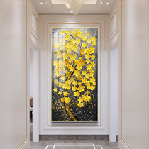 Door entrance entrance decorative painting Zhaocai light luxury high-end vertical version of wealth tree aisle decoration mural corridor hanging painting oil painting