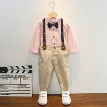 Boy gown 2022 Childrens spring and autumn back with pants Inn Wind performance The boys handsome gas spring dress suit a small suit