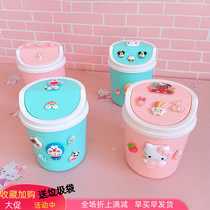 Trash can small desktop mini childrens trash can with lid cute cartoon creative home table trash can kt