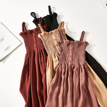 Spring and summer dress wooden ear thin plaster sling chiffon skirt college dress women 888