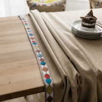 Solid color tablecloth fabric imitation cotton linen hipster plain embroidery modern minimalist table table cloth plain color desk Brown