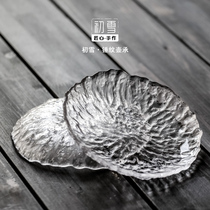 Chuxue small glass plate Japanese Zen dry-brewed small tea plate Pot mat Small pot holder Tea tray Simple round tray