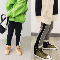 Pear small leisure girls autumn and winter models with thin fluff wool edge casual pants Wei pants school uniform pants long pants E84K1591