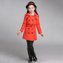 European and American boutique children's clothing for girls in autumn and winter long diamond-shaped cotton-padded jacket children's slim princess fan cotton-padded jacket