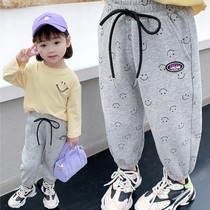 Girls 2021 Spring and Autumn New 3 Korean 4 Autumn 5 Pants 6-year-old childrens knitted Terry sweatpants