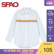 SPAO new youth shirt female Korean slim casual striped printed shirt SPYW923S11