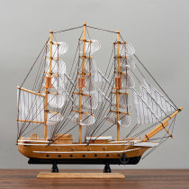 Chinese Solid Wood Sailing home Xuanguan Wine Cabinet Decorations Creativity of Feng Shui Ship Model Pendulum with Smooth Sailing