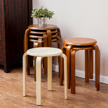 Solid Wood round stool Home Wooden stool modern simple stacked stool table stool Japanese-style wooden stool small bench stool chair