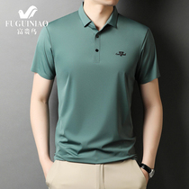 Fugui bird mercerized cotton short sleeve T-shirt men summer thin business casual men polo shirt ice silk lapel loose