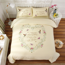 Light Yellow Embroidered Pure Cotton Four Sets Double 1 5m1 8 m Bed Bedding Full Cotton Embroidered Quilt Cover Quilt Cover