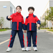 Childrens autumn winter school uniform for elementary school students with reflective strips of submachine clothes Three sets of kindergarten teachers to thicken warm garden clothes