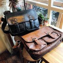 Retro Postman shoulder bag Practical Large Capacity Multi Pocket Leather Casual Mens Bag Single Shoulder Crossed Bag Men