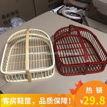 Bamboo and rattan weaving hotel slippers basket guest room shoe basket handicraft bamboo weaving silk slippers storage basket hotel supplies