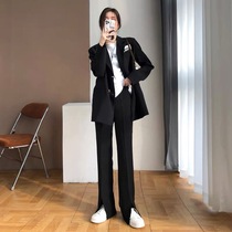 Dangling casual pants womens spring and autumn 2021 new split high waist slim Joker suit pants