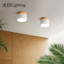 Surface mounted downlight Creative solid wood household foyer entrance aisle light led simple modern balcony spot light