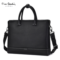 Pierre Cardin mens computer bag top layer cowhide business briefcase fashion new mens bag casual all-match trend