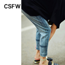 This flavor original line slim light color micro-bullet waist straight straight jeans women nine points thin autumn 2021