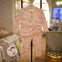 Direct mail ETTOI Korea Pegus childrens clothing 2021 autumn pink cherry underwear set 557683