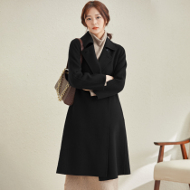 Black double-sided cashmere coat womens high-end autumn and winter 2021 New temperament thin wool woolen coat