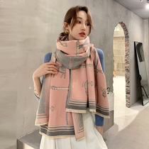 Korean version of autumn and winter ladies oversized shawl scarf dual-purpose Joker imitation cashmere bib wool warm cloak thickened