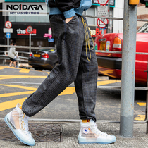 no1dara fashion all-match pants mens loose harem pants Port wind straight leg pants striped summer casual pants