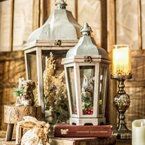 JK Mu space Nordic modern old wooden candle holder wind lamp decoration decoration decoration landing three-piece wedding flower room