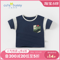 Baby Summer clothing 1-3-5 years old Little boy Leisure short sleeve T-shirt foreign air baby pure cotton round collar thin undershirt tide