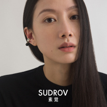 New 2021 niche design black agate ear clip no earrings female personality ear clip earrings