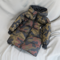 Kanger childrens down jacket boys camouflage down jacket loose medium and long Sports childrens coat