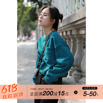 Again Alley Early autumn embroidered necropolis long sleeve round collar New Korean version Loose Short Port Taste Woman Cartoon Printed Blouse