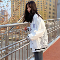 Loose and versatile trendy cool baseball uniform cashew flower embroidered jacket 2022 spring new retro Harajuku style couple jacket