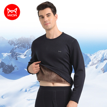 catman men's thickened fleece thermal underwear suit deer fleece thermal long underwear cold-proof long underwear winter women's pants