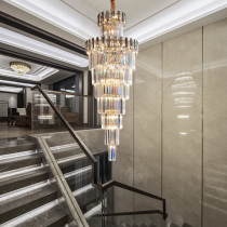 Post-modern light luxury villa living room crystal lamp hotel Hall duplex building hollow rotating staircase long chandelier