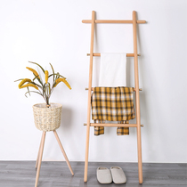 Clothing store display stand solid wood ladder hanger floor coat rack bathroom trapezoidal shelf childrens clothing decoration
