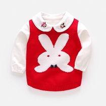 Baby autumn cotton vest Girls spring and autumn baby small vest Mens cardigan jacket clothes Childrens waistcoat horse clip