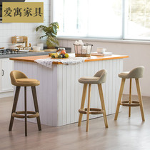Solid wood bar chair modern simple high stool home back chair bar stool bar stool bar chair milk tea shop chair front chair