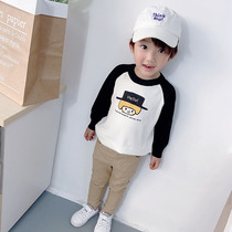Sensense Chenchen mom boys spring contrast rotator cuff childrens cartoon sweater pullover mens treasure knitted top
