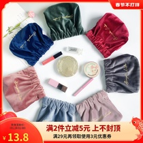 Velvet lipstick cosmetic bag ins wind net red with super fire embroidery gold storage bag portable change bag