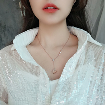 Korean version of rose gold butterfly necklace female Net red temperament simple ins personality collarbone fringe neck chain titanium steel pendant
