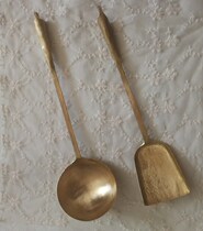 Handcrafted forged brass shovel large soup spoons egg dumplings without coating cutlery cutlery copper stir-fry Bronze Spoon Tonic copper More Health