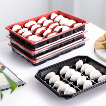 Black pineapple disposable plastic dumpling box 20 thickened dumpling wonton packing tray with lid takeaway 100