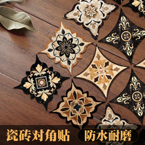 Floor waterproof wear-resistant wall stickers Self-adhesive living room floor tiles beautiful seam stickers Decorative floor stickers Floor stickers Tile diagonal stickers