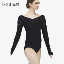 WearMoi French front and rear wide V-neck openwork pattern knitted warm long-sleeved top BONNY