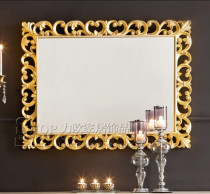 European luxury golden entrance fireplace decorative mirror American bathroom mirror Square dressing mirror Living Room background wall hanging mirror